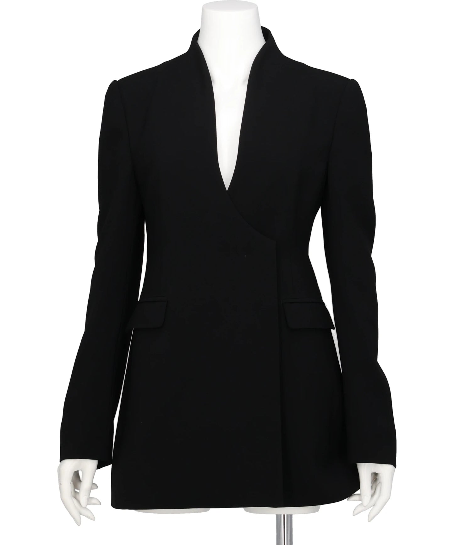 ACETATE POLYESTER COLLARLESSDOUBLE BREASTED SUIT JACKET