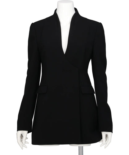 ACETATE POLYESTER COLLARLESSDOUBLE BREASTED SUIT JACKET