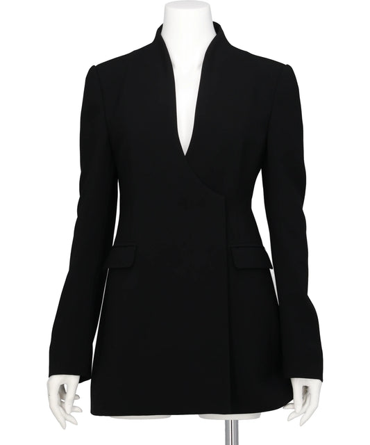 ACETATE POLYESTER COLLARLESSDOUBLE BREASTED SUIT JACKET