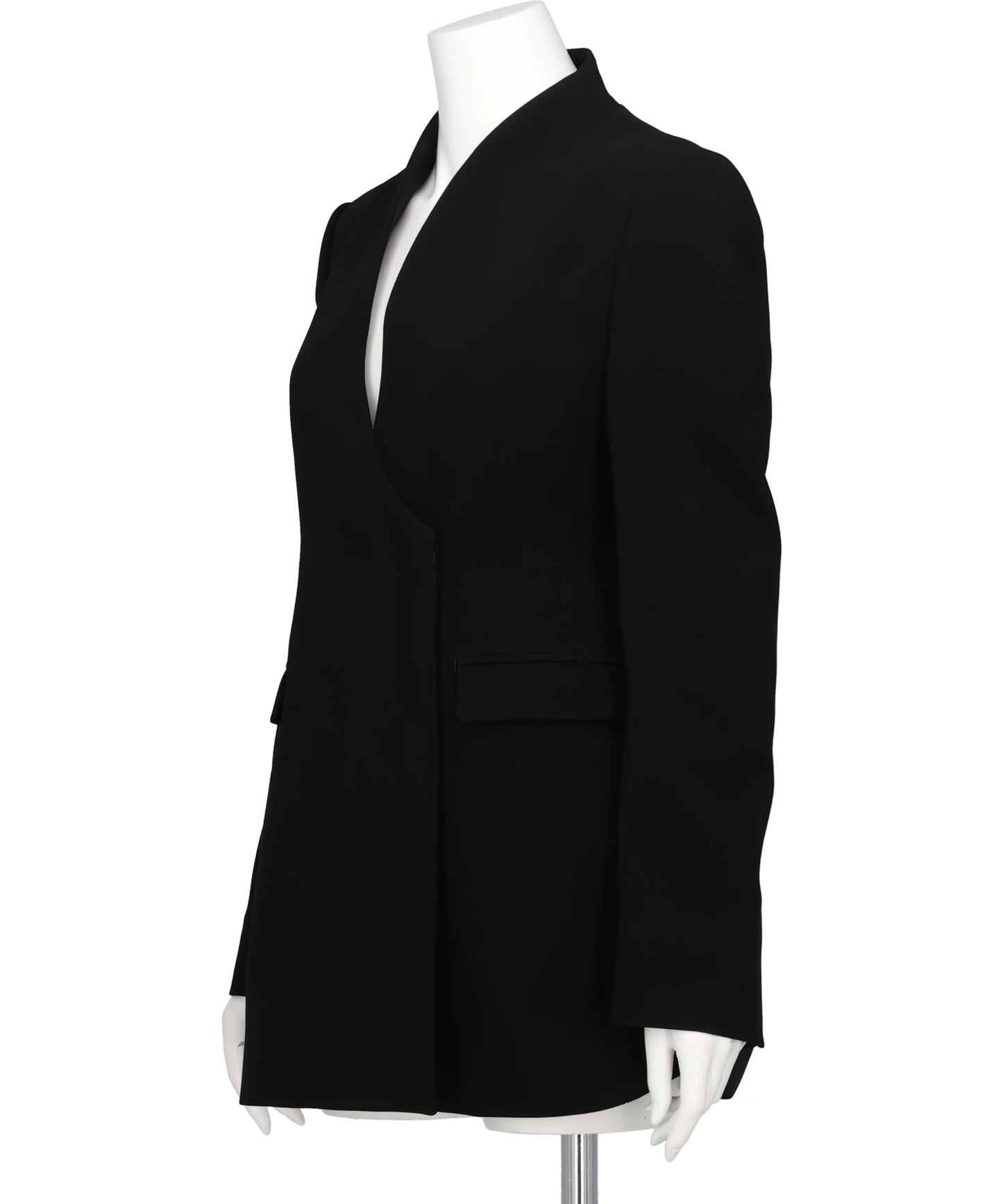 ACETATE POLYESTER COLLARLESSDOUBLE BREASTED SUIT JACKET