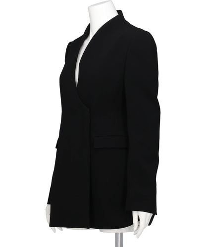 ACETATE POLYESTER COLLARLESSDOUBLE BREASTED SUIT JACKET