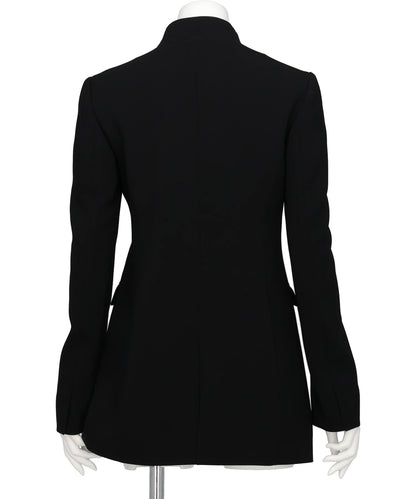 ACETATE POLYESTER COLLARLESSDOUBLE BREASTED SUIT JACKET
