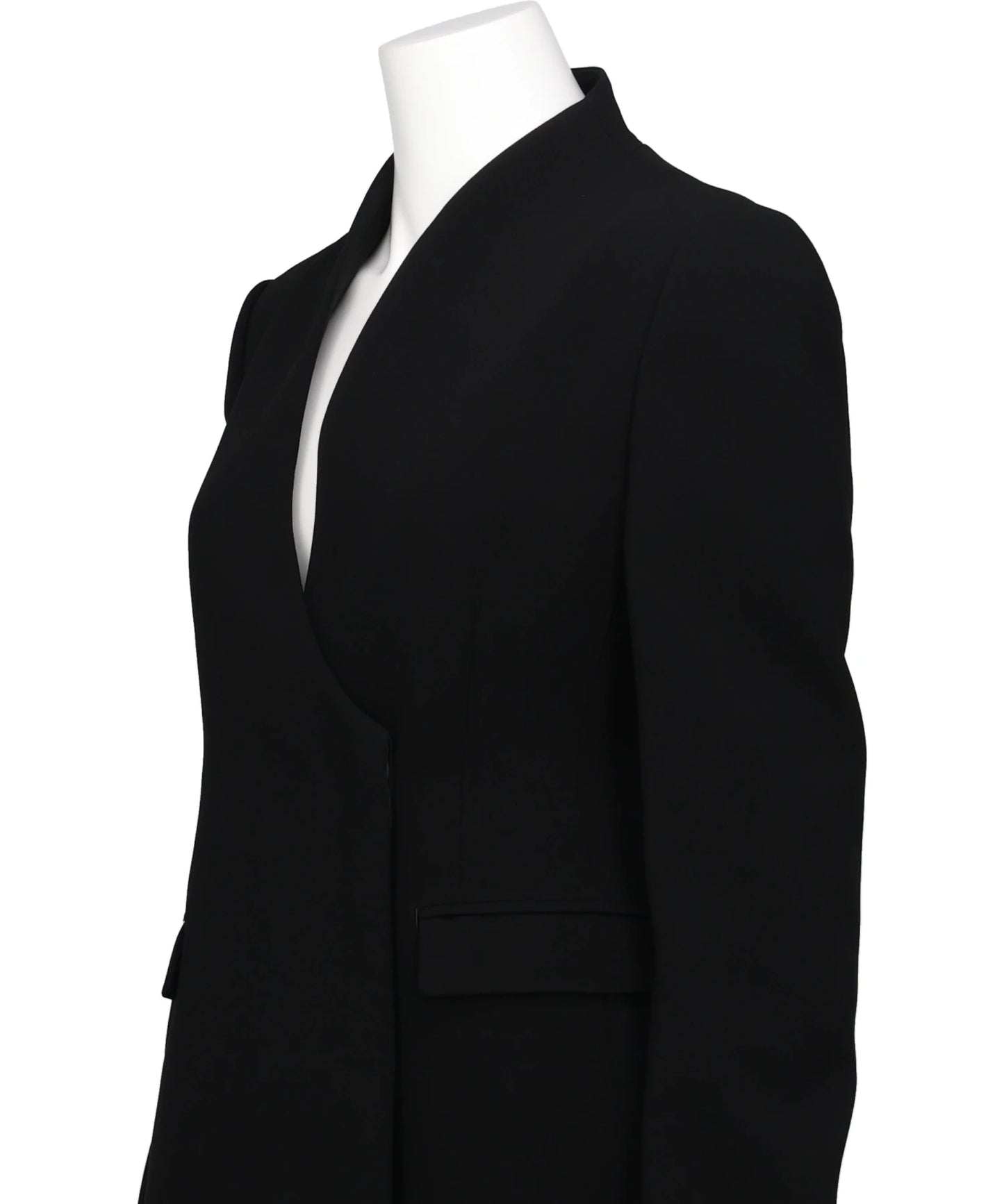 ACETATE POLYESTER COLLARLESSDOUBLE BREASTED SUIT JACKET