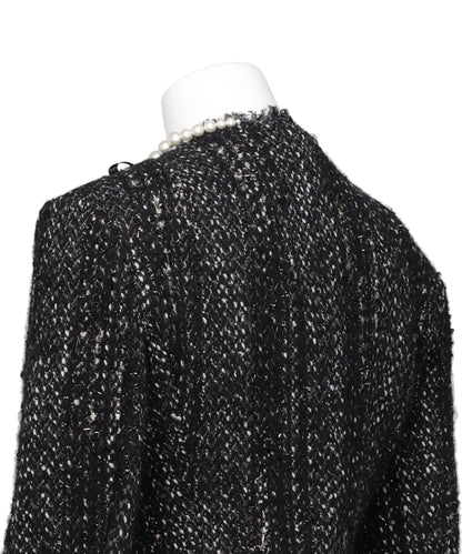 SCULPTED FRILL BUST DETAIL FRAY JACKET W/ EMB