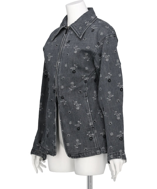 FLORAL JACQUARD DENIM JACKET