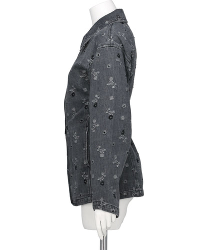 FLORAL JACQUARD DENIM JACKET