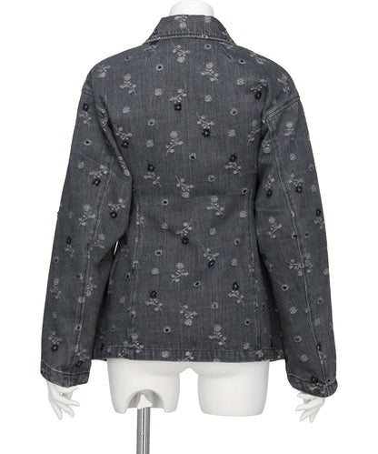 FLORAL JACQUARD DENIM JACKET