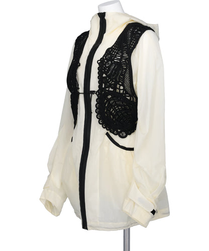 NYLON OVERSIZED JACKET WITH CORDINGEMBROIDERY VEST
