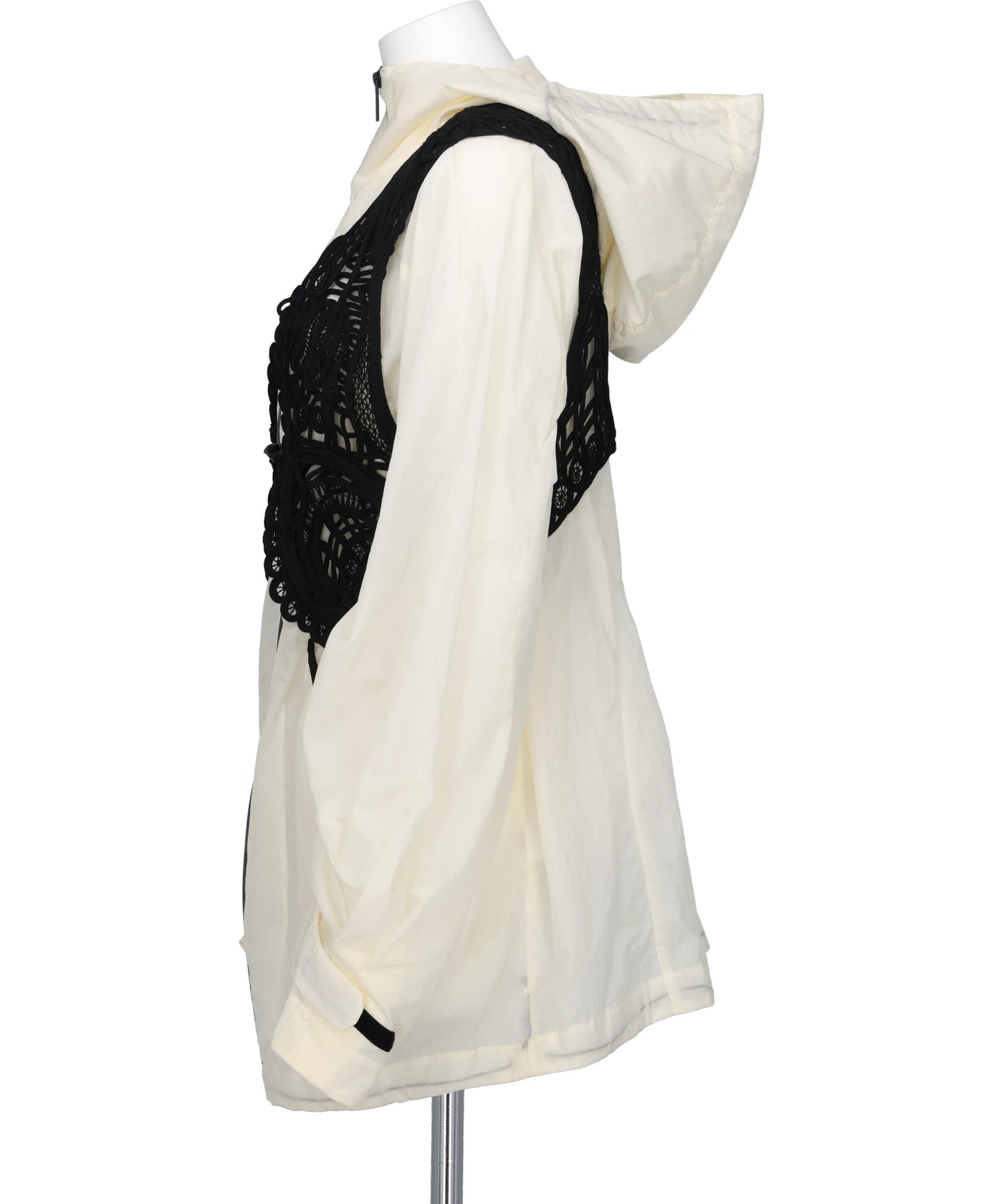 NYLON OVERSIZED JACKET WITH CORDINGEMBROIDERY VEST