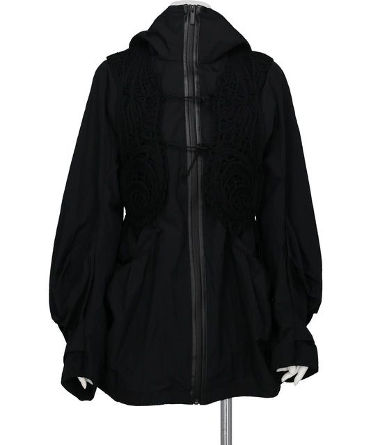 Mame Kurogouchi(マメクロゴウチ) 2026AW NYLON OVERSIZED JACKET WITH CORDINGEMBROIDERY VEST MM26FW-CO028