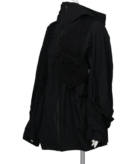NYLON OVERSIZED JACKET WITH CORDINGEMBROIDERY VEST