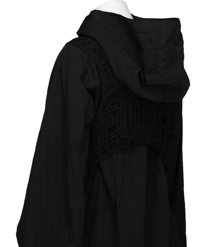NYLON OVERSIZED JACKET WITH CORDINGEMBROIDERY VEST