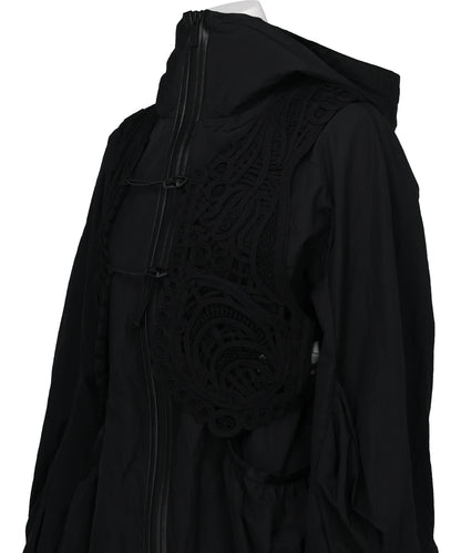 NYLON OVERSIZED JACKET WITH CORDINGEMBROIDERY VEST