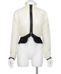 Mame Kurogouchi(マメクロゴウチ) 2026AW NYLON SHORT JACKET WITH CORDINGEMBROIDERY DETAIL MM26FW-JK029