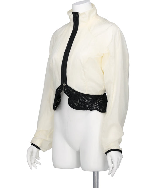 NYLON SHORT JACKET WITH CORDINGEMBROIDERY DETAIL