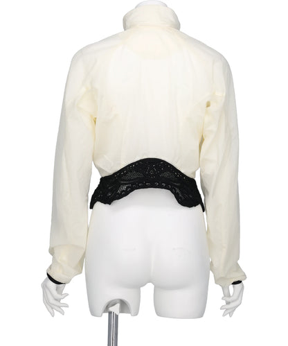 NYLON SHORT JACKET WITH CORDINGEMBROIDERY DETAIL