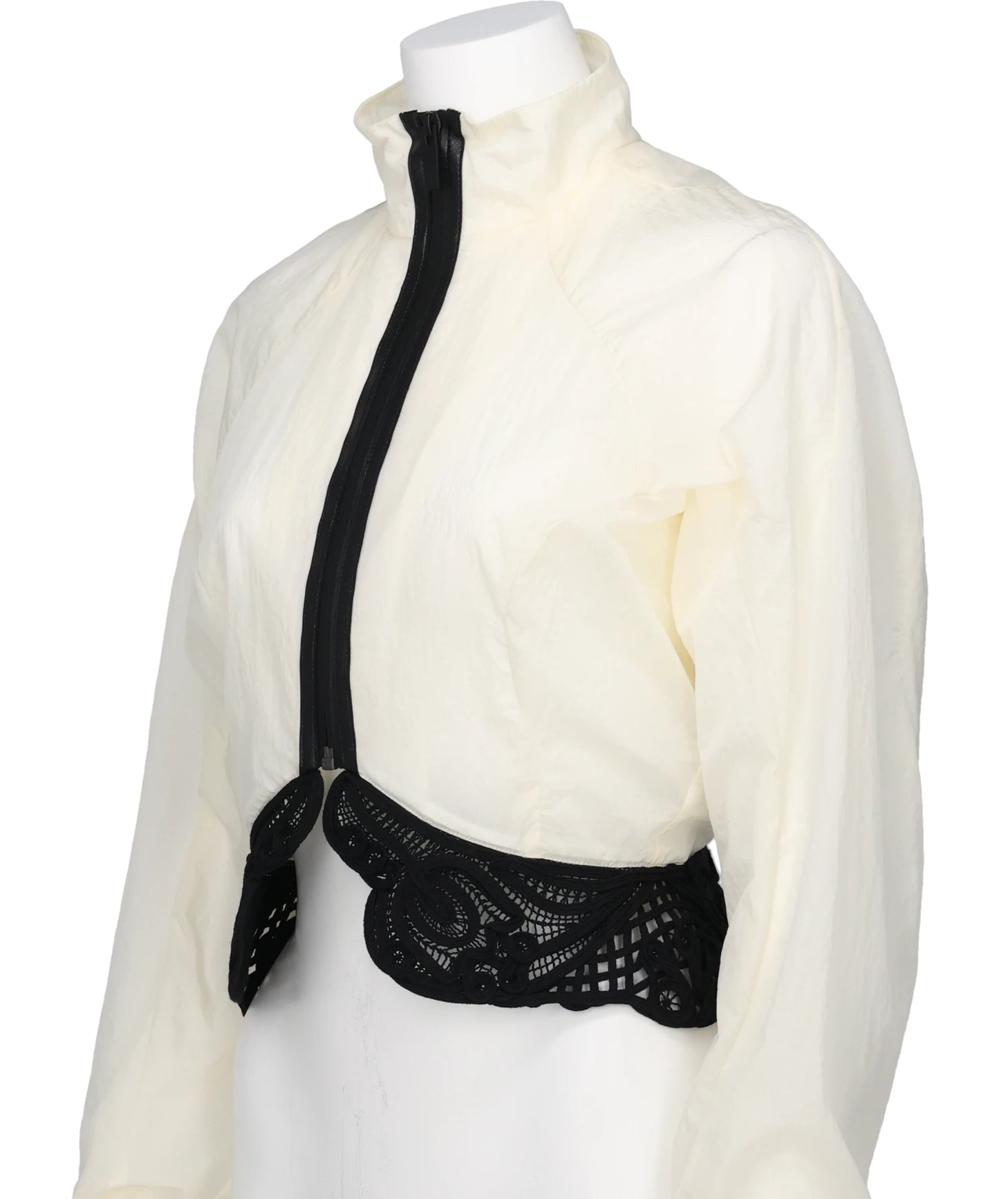 NYLON SHORT JACKET WITH CORDINGEMBROIDERY DETAIL