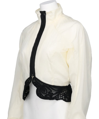 NYLON SHORT JACKET WITH CORDINGEMBROIDERY DETAIL