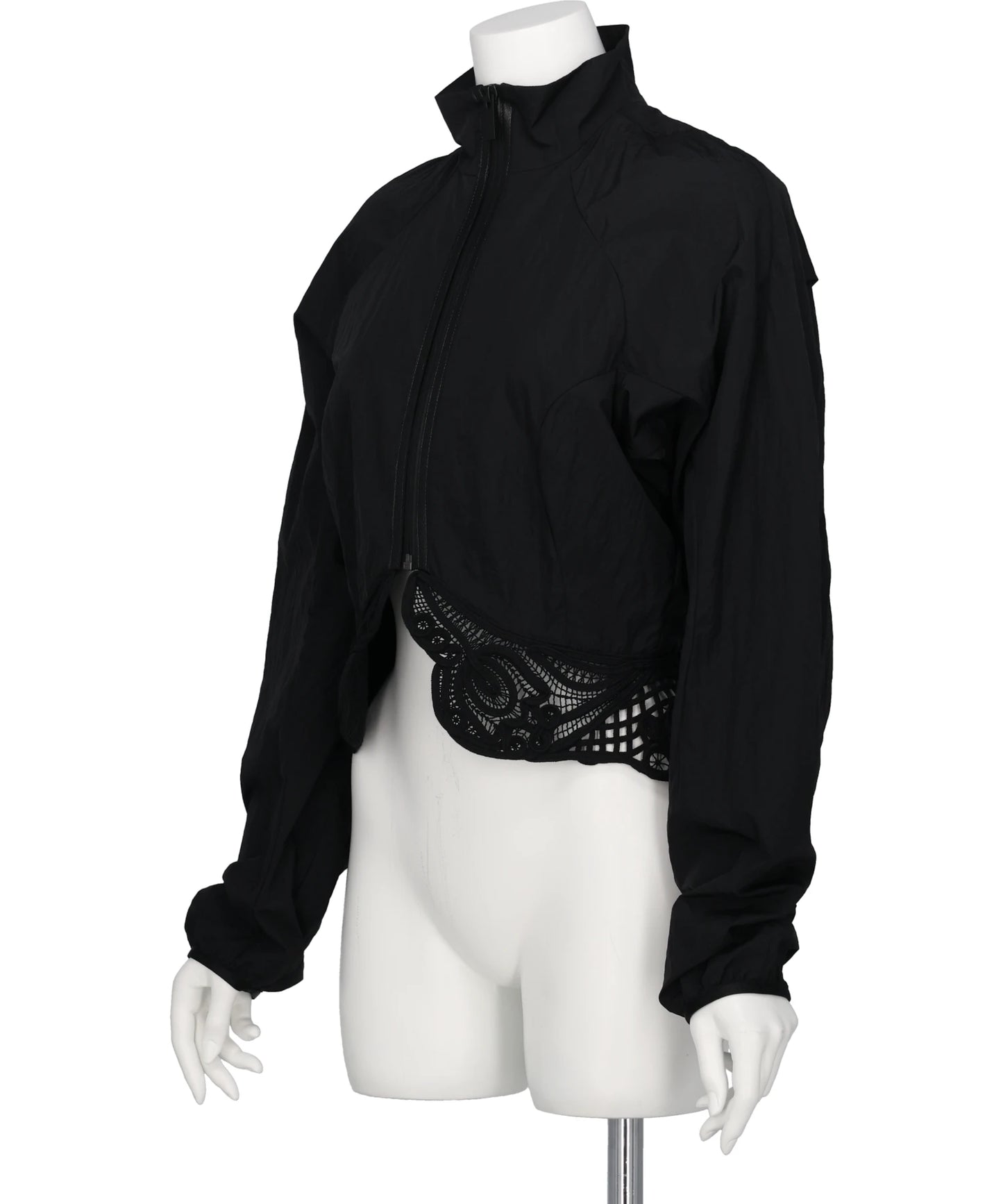 NYLON SHORT JACKET WITH CORDINGEMBROIDERY DETAIL
