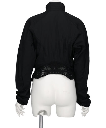 NYLON SHORT JACKET WITH CORDINGEMBROIDERY DETAIL