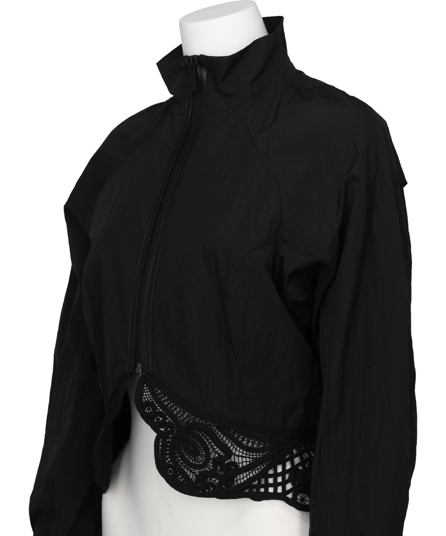 NYLON SHORT JACKET WITH CORDINGEMBROIDERY DETAIL
