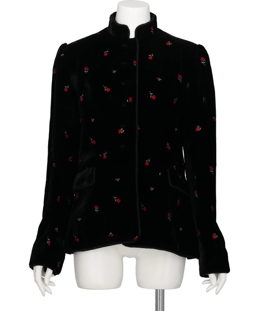 ROSE EMBROIDERED VELVET JACKET