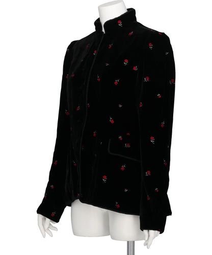 ROSE EMBROIDERED VELVET JACKET