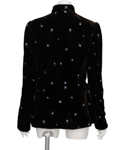 ROSE EMBROIDERED VELVET JACKET