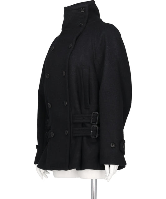 WOOL MELTON LOOP SHORT TRENCH JACKET