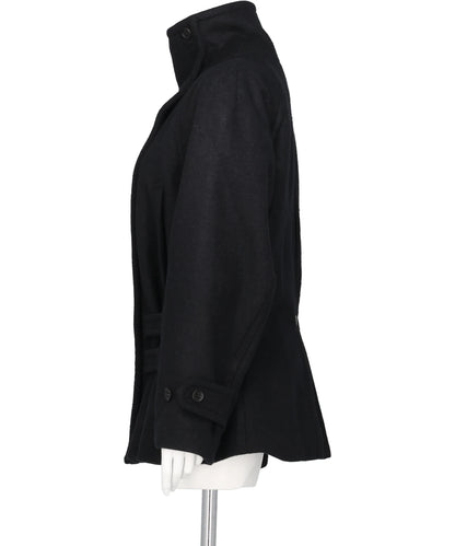 WOOL MELTON LOOP SHORT TRENCH JACKET