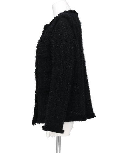 FRINGE TRIM TWEED KNIT JACKET