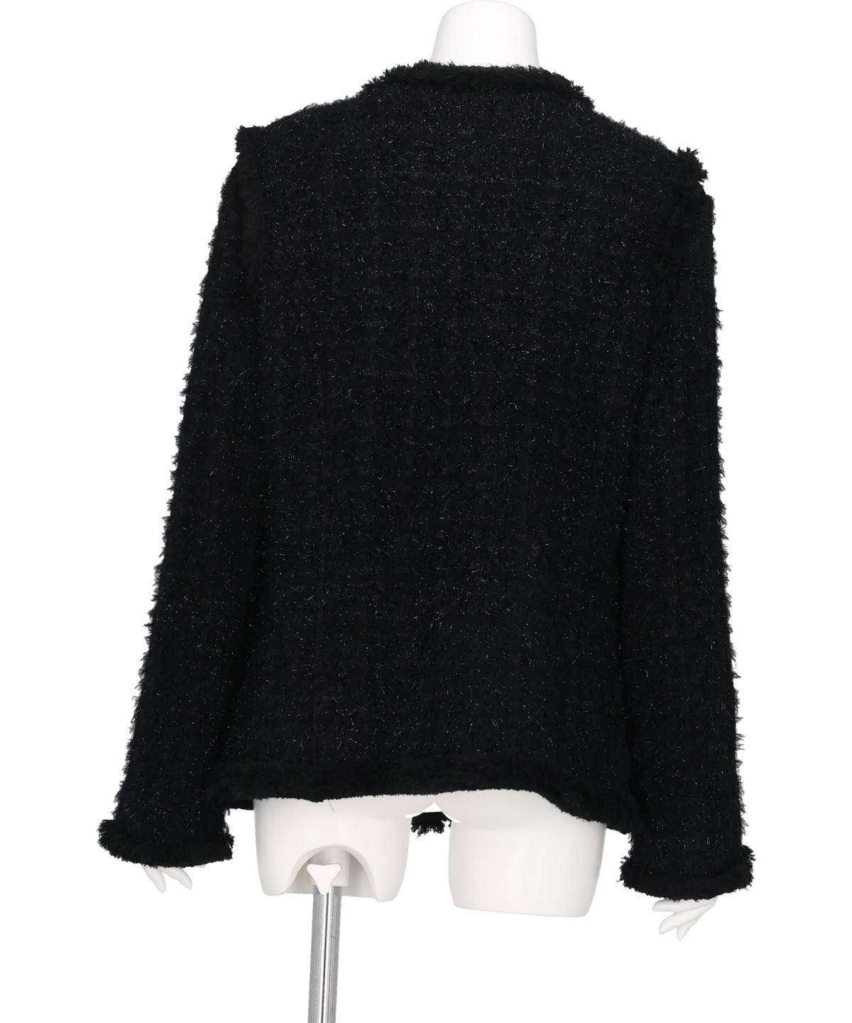 FRINGE TRIM TWEED KNIT JACKET
