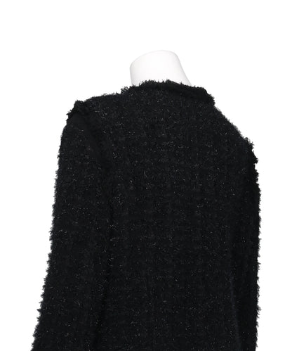 FRINGE TRIM TWEED KNIT JACKET