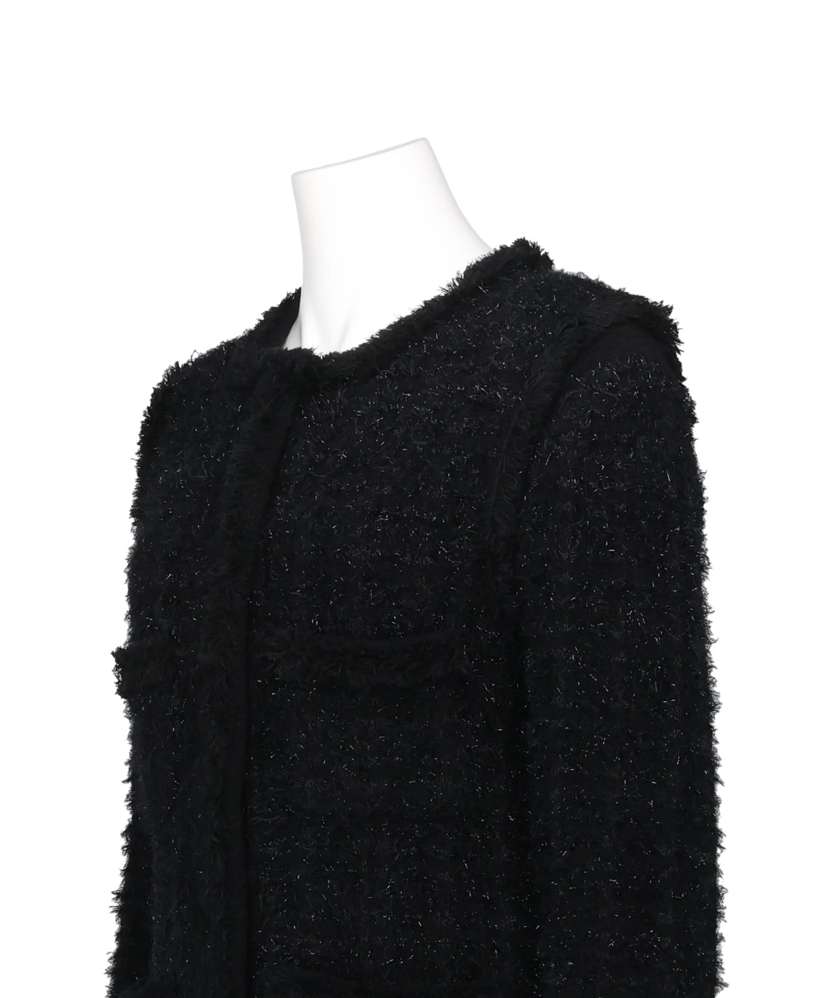 FRINGE TRIM TWEED KNIT JACKET