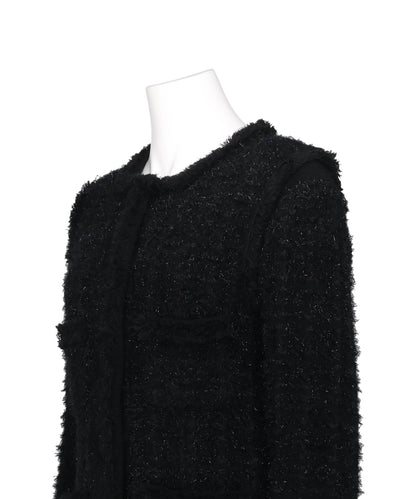 FRINGE TRIM TWEED KNIT JACKET