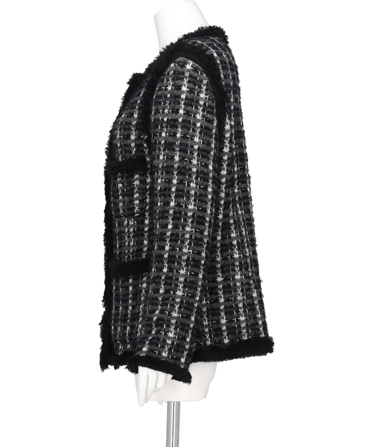 FRINGE TRIM TWEED KNIT JACKET