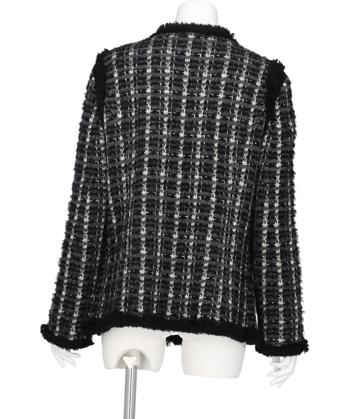 FRINGE TRIM TWEED KNIT JACKET