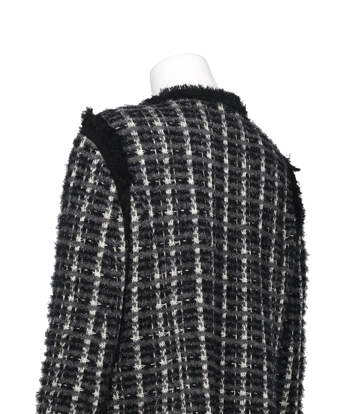 FRINGE TRIM TWEED KNIT JACKET