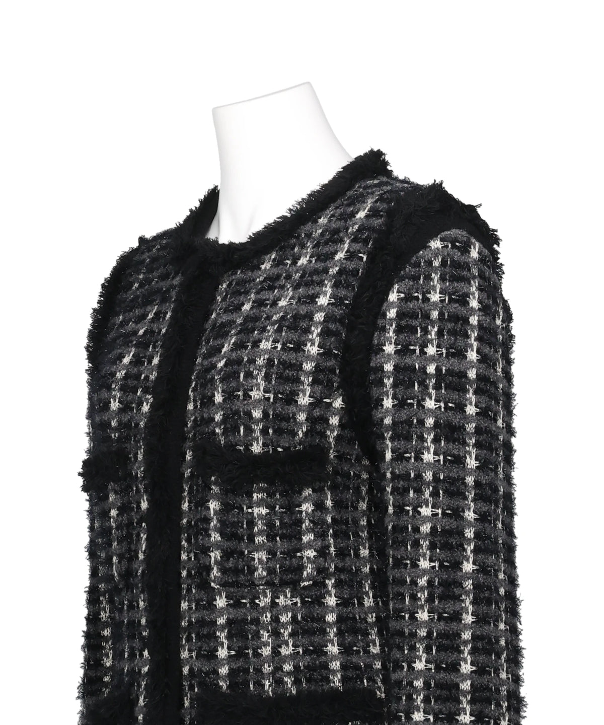 FRINGE TRIM TWEED KNIT JACKET