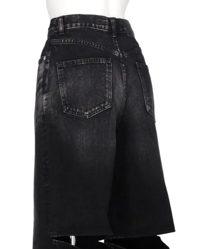 WASHED DENIM CUT OUT WIDE PANTS