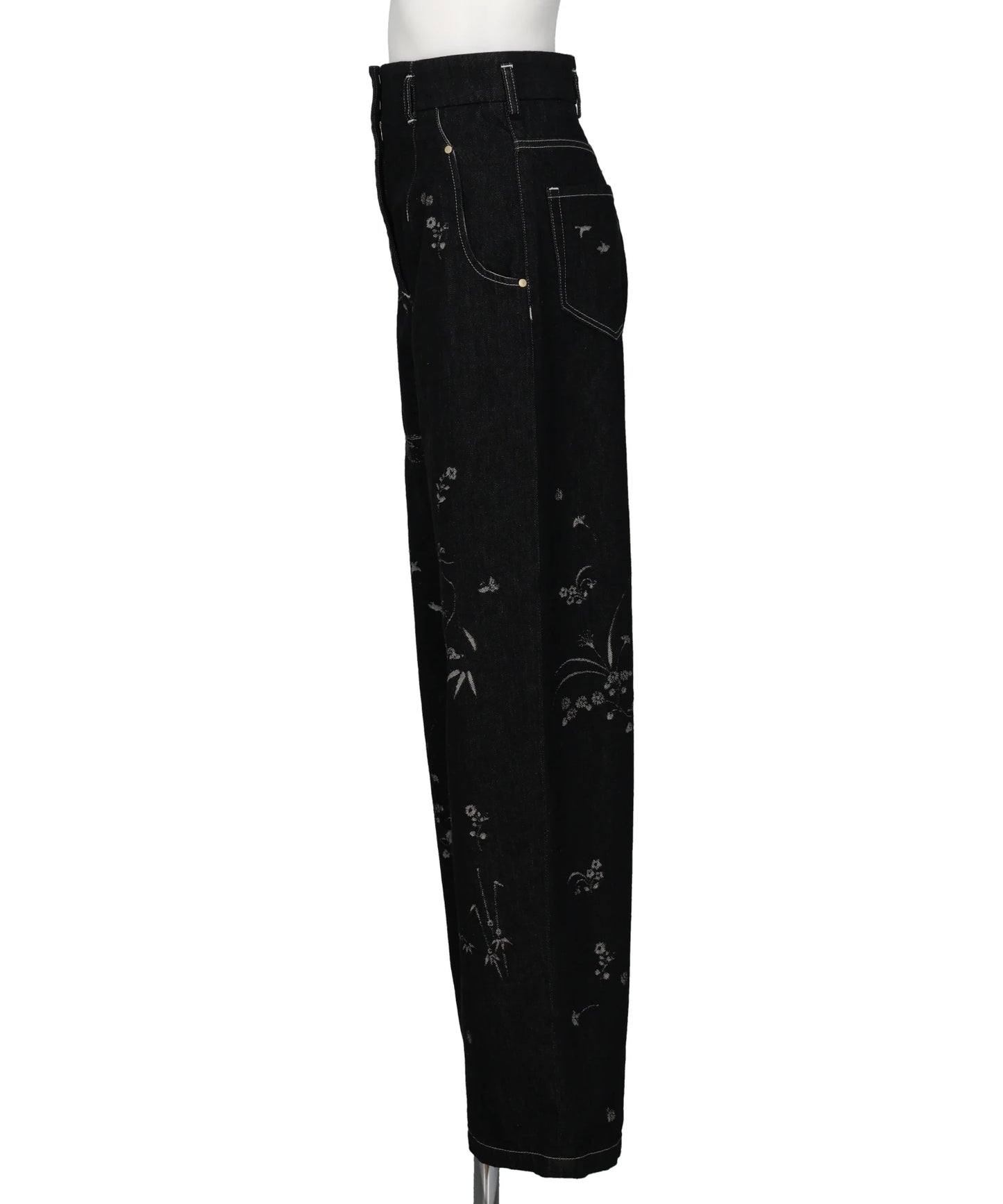 NATURE PATTERN JACQUARD WIDE LEG JEANS