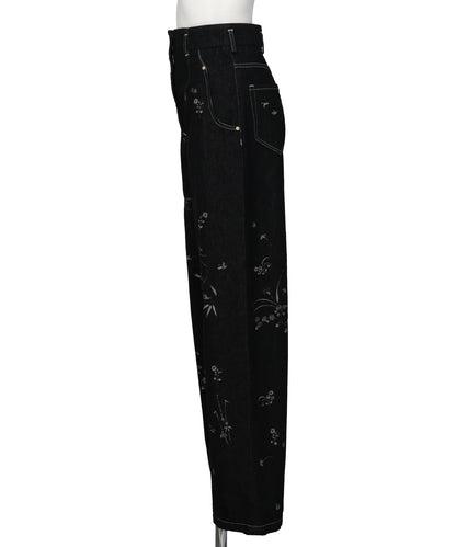 NATURE PATTERN JACQUARD WIDE LEG JEANS