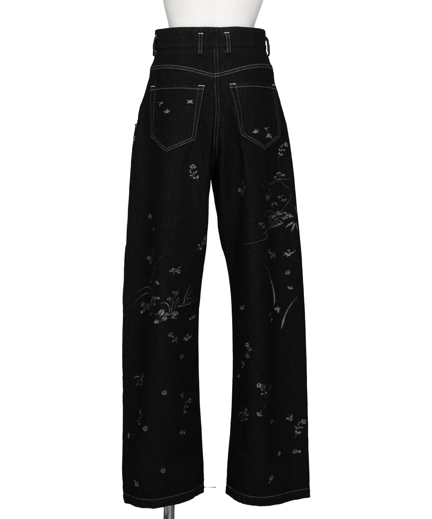 NATURE PATTERN JACQUARD WIDE LEG JEANS