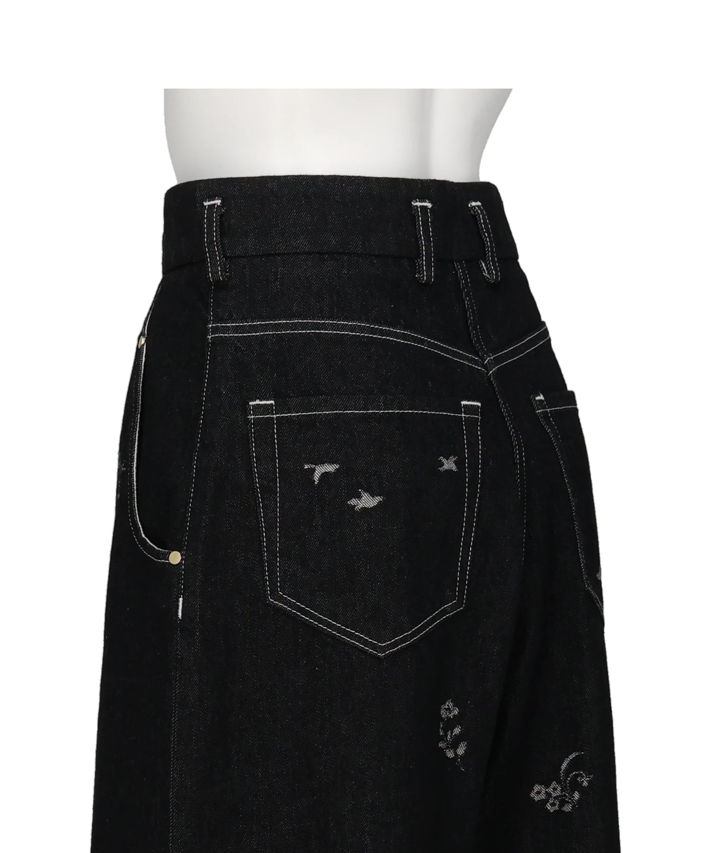 NATURE PATTERN JACQUARD WIDE LEG JEANS