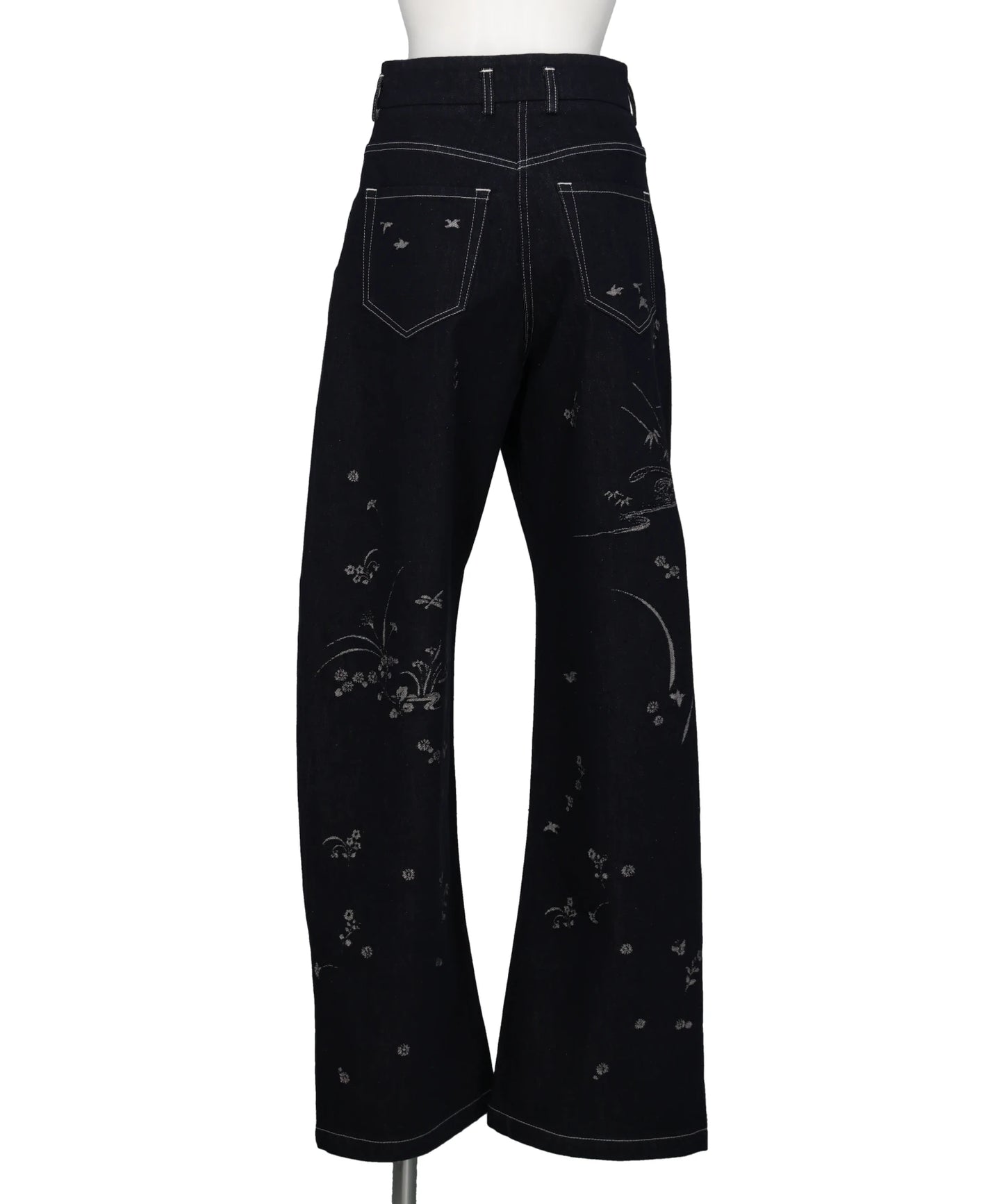 NATURE PATTERN JACQUARD WIDE LEG JEANS