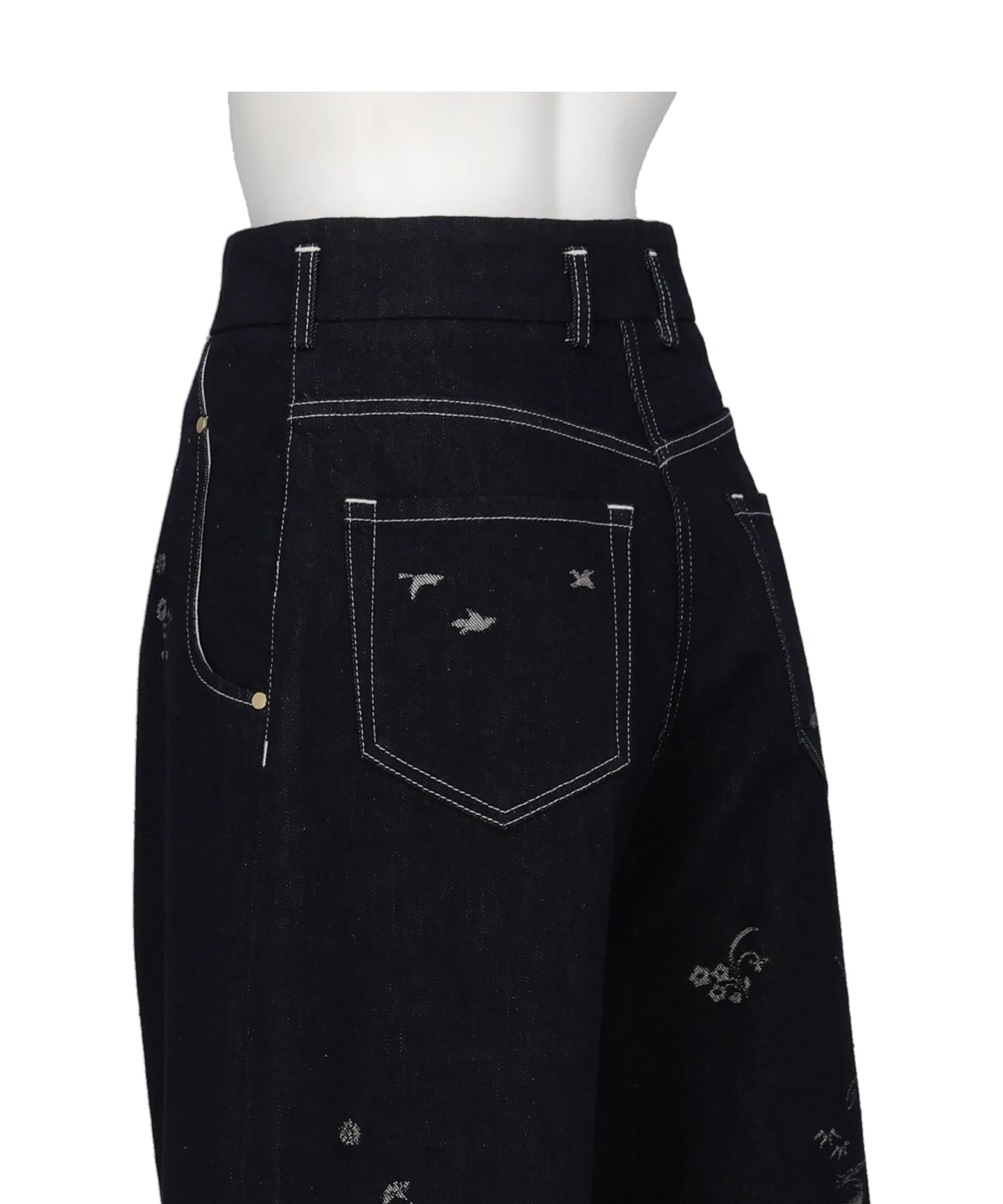 NATURE PATTERN JACQUARD WIDE LEG JEANS