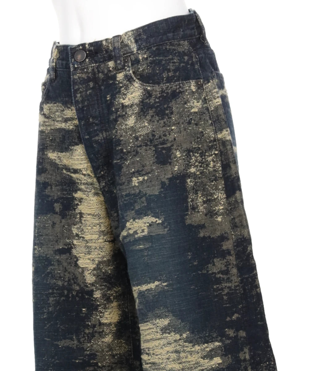 DENIM WIDE PANTS - INDIGO BEIGE