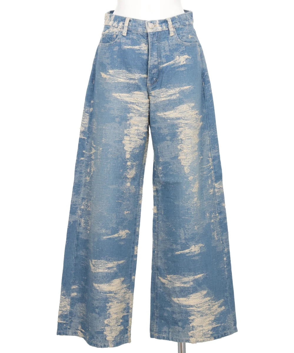 DENIM WIDE PANTS - INDIGO BLEACH