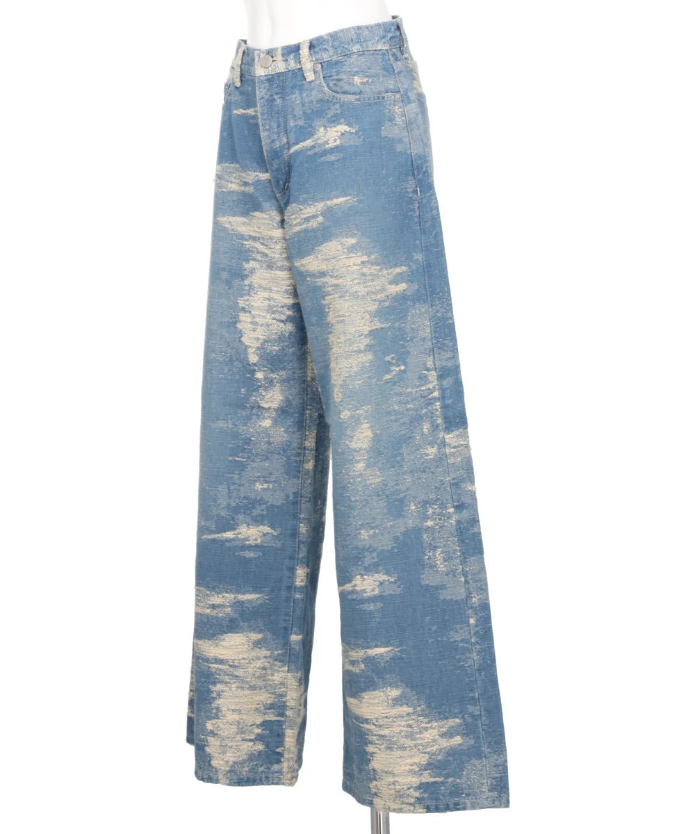 DENIM WIDE PANTS - INDIGO BLEACH
