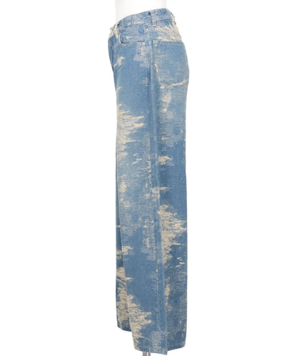 DENIM WIDE PANTS - INDIGO BLEACH